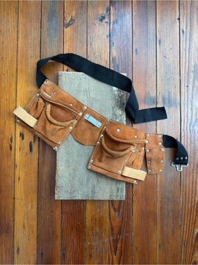 Leather Work Tool Belt Waist Pouch - Brown